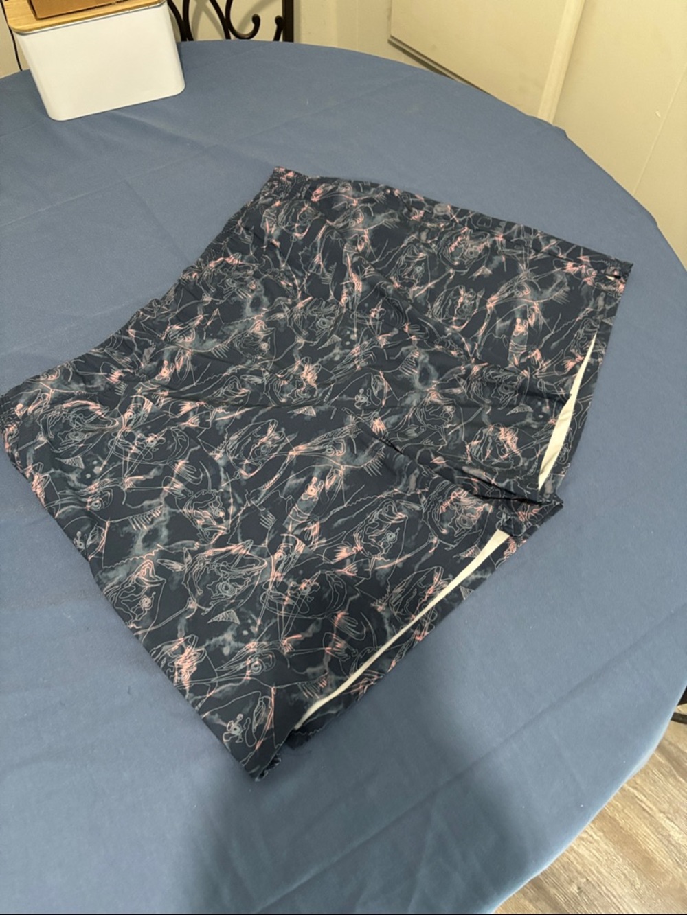 Columbia Navy Shorts with Pink Abstract Sketch Print